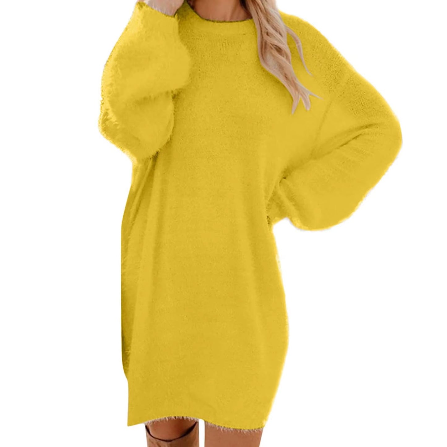 Women Winter Sweater Knit Crewneck Warm Long Sleeve Casual Sweatshirts Dress