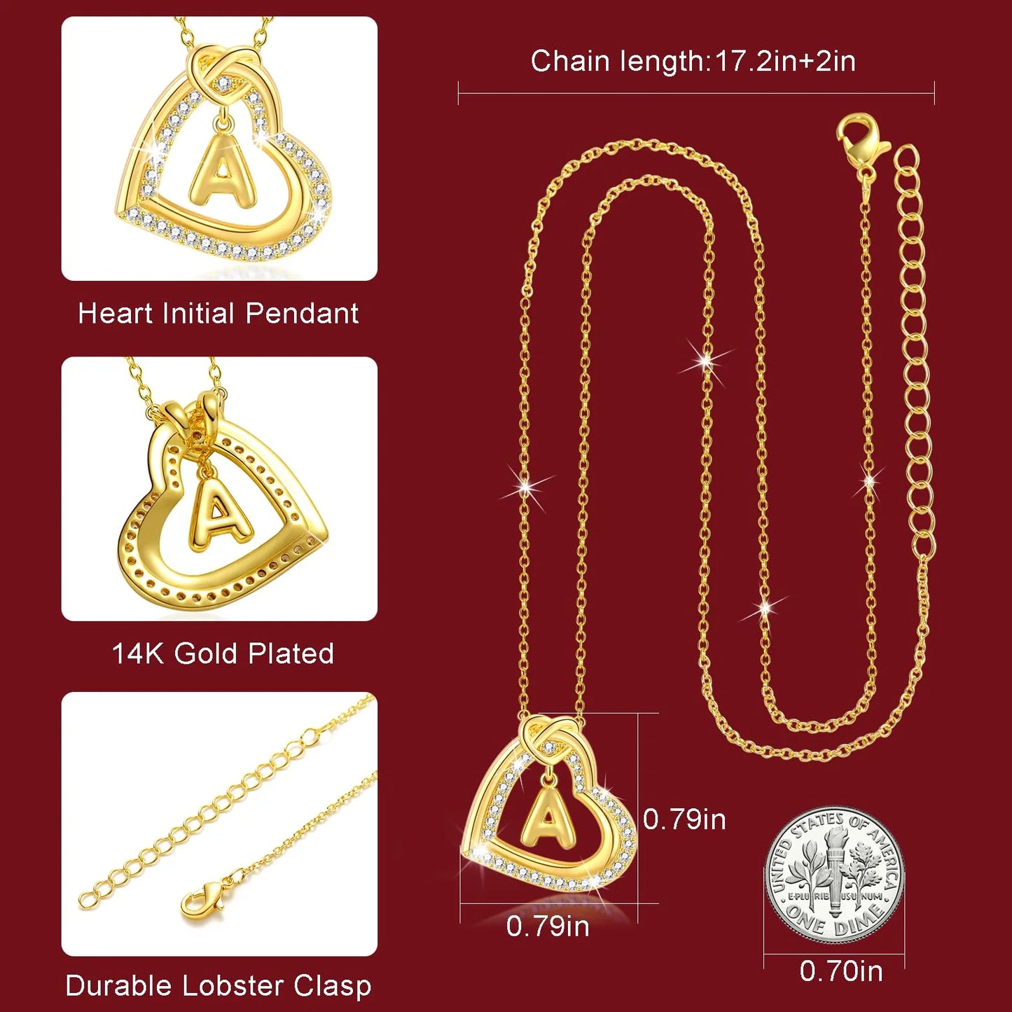 14K Gold Love Heart Initial Necklaces for Women CZ Hypoallergenic Heart Pendant Necklace for Girlfriend Mom Wife Daughter Bubble Letter S Necklace Jewelry Birthday Valentine'S Day Gifts for Her